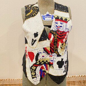 Vintage 1980s Fashion Fantasy Sequin Embellished Croupier Waistcoat – NWT